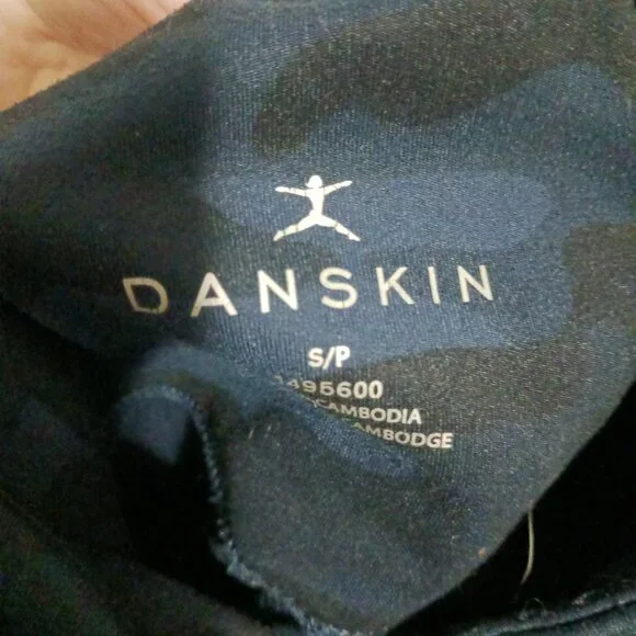 Danskin Blue & Black Full Length Leggings with Deep Side Pockets Women's Size S - Picture 3 of 4